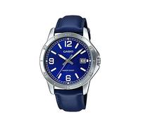 Casio MTP-V004L-2B Men's Standard Blue Leather Band Blue Dial Date Watch, blue