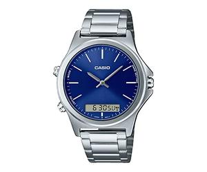 Casio MTP-VC01D-2E Men's Stainless Steel Blue Dial Analog Digital Dual Time Zone Watch, Digital