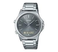 Casio MTP-VC01D-8E Men's Stainless Steel Grey Dial Analog Digital Dual Time Zone Watch