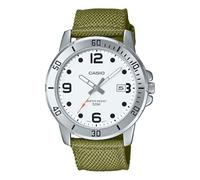 Casio MTP-VD01C-3BV Men's Enticer Green Fabric Band White Dial 50M Analog Sporty Watch