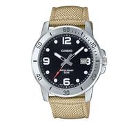 Casio MTP-VD01C-5BV Men's Enticer Tan Fabric Band Black Dial 50M Analog Sporty Watch
