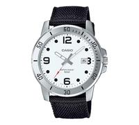 Casio MTP-VD01C-7BV Men's Enticer Black Fabric Band White Dial 50M Analog Sporty Watch