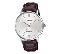 Casio MTP-VT01 Series Quartz Men's Watch, Overseas Model, Silver x Brown Leather MTP-VT01L-7B2