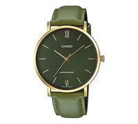 Casio MTP-VT01 Series Quartz Men's Wristwatch, Overseas Model, Gold x Green Leather MTP-VT01GL-3B