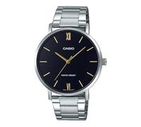 Casio MTP-VT01D-1B Men's Stainless Steel Minimalistic Black Dial 3-Hand Analog Watch