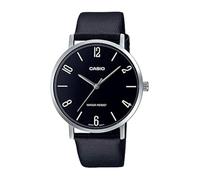 Casio MTP-VT01L-1B2 Men's Minimalistic Black Dial Black Leather Band Analog Watch