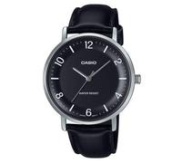 Casio MTP-VT03L-1B | Minimalist Analog Men's Watch | Black Dial | Leather Band |