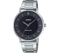 Casio MTP-VT04D-1E Men's Minimalistic Stainless Steel Black Concave-Shaped Dial 3-Hand Analog Watch, black