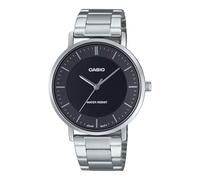 Casio MTP-VT04D-1E Men's Minimalistic Stainless Steel Black Concave-Shaped Dial 3-Hand Analog Watch, black