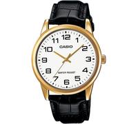 Casio MTPV001GL7 Mens Analogue Quartz Watch Black White Leather Strap