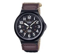Casio MW240B-5BV Standard Classic Tan Velcro Strap Black Dial Watch