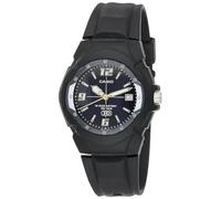 Casio MW600F Series Men’s Analog Watch - Black/Blue, 100M WR, Large Arabic Numerals, Resin Case, Spherical Glass, Resin Band, 3 Hands, Date Display, 10 Year Battery