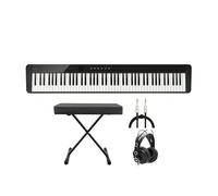 Casio Privia 88-Key Digital Piano with Casio CS68 Stand, Class-Compliant USB Port (Black) Bundle with Adjustable X-Style Keyboard Bench, Studio Monitor Headphones, and TRS Cable (6-Feet) (4 Items)