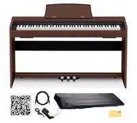 Casio Privia PX770BN 88-Key Digital Piano - Brown Bundle with Sustain Pedal, Cover, Cable, Online Piano Lessons, Austin Bazaar Instructional Video and Polishing Cloth
