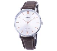 Casio Quartz MTPVT01L7B2 Japan Mov't Leather Strap White Dial Analog Mens Watch