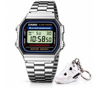 Casio Retro Digital Watch & Sneaker Keyring Gift Set, 80s Inspired Vintage Style Watch with Adjustable Strap, Durable Everyday Design, Nostalgic Fashion Accessory for Men & Women