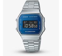 Casio A168WEM-2BEF Unisex Retro Digital Bracelet Strap Watch, Silver/Blue