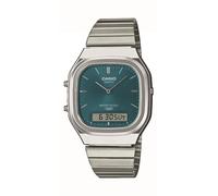 Casio Silver Vintage Dual-Display Turquoise Dial Watch