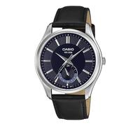 Casio Slim Men's Blue Leather Watch 40mm Case, Stainless Steel Dress Watch, Blue Dial, Quartz Movement, 24 Hour Display, Genuine Leather Strap, 50 Metres Water Resistant, MTP-B315L-2AVDF