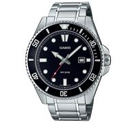 Casio Stainless Steel Black Dial Silver Strap Watch