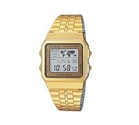 Casio Stainless Steel Digital Watch7, Grey/Gold, Bracelet