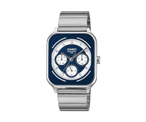 Casio Standard Round Rectangle, 24-Hour Display, Multi-Function, Analog Men's Watch, Overseas Model, Blue & White MTP-M307D-2BVDF, Bracelet Type