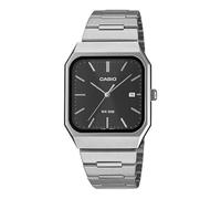 Casio Standard Unisex Black Silver Quartz Watch MTP-B185D-1AVDF, Stainless Steel Bracelet, Date Display, 50m Water Resistant