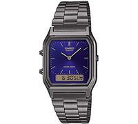 Casio Unisex 30.00mm Quartz Watch with Blue Analogue - Digital dial and Silver Metal Bracelet Strap AQ-230EGG-2AEF