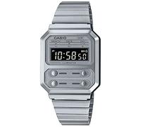 Casio Unisex 33.00mm Quartz Watch with Silver Digital dial and Silver Metal Bracelet Strap A100WE-7BEF