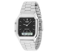 Casio Unisex 34.00mm Quartz Watch with Black Analogue - Digital dial and Silver Metal Bracelet Strap AQ-230A-1DMQYES