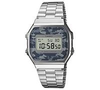 Casio Unisex 36.00mm Quartz Watch with Blue Digital dial and Silver Metal Bracelet Strap A168WEC-1EF