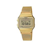 Casio Unisex 36.00mm Quartz Watch with LCD Digital dial and Gold Mesh Bracelet Strap A700WEMG-9AEF