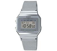 Casio Unisex 36.00mm Quartz Watch with LCD Digital dial and Silver Mesh Bracelet Strap A700WEM-7AEF