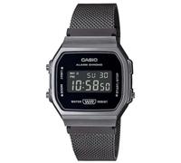Casio Unisex 37.00mm Quartz Watch with Black Digital dial and Black Metal Bracelet Strap A168WEMB-1BEF