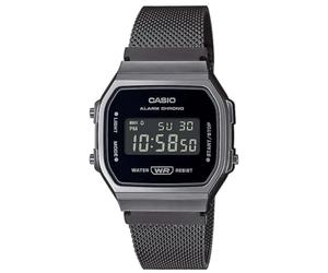 Casio Unisex 37.00mm Quartz Watch with Black Digital dial and Black Metal Bracelet Strap A168WEMB-1BEF