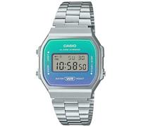Casio Unisex 37.00mm Quartz Watch with Two Tone Digital dial and Silver Metal Bracelet Strap A168WER-2AEF