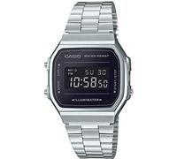 Casio Unisex 38.00mm Quartz Watch with Black Digital dial and Silver Metal Bracelet Strap A168WEM-1EF