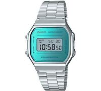 Casio Unisex 38.00mm Quartz Watch with LCD Digital dial and Silver Metal Bracelet Strap A168WEM-2EF