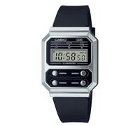 Casio Unisex 40.70mm Quartz Watch with Digital Dial Digital dial and Silver Metal Strap A100WEF-1AEF
