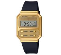 Casio Unisex 40.70mm Quartz Watch with Gold Digital dial and Black Plastic/Resin Strap Strap A100WEFG-9AEF