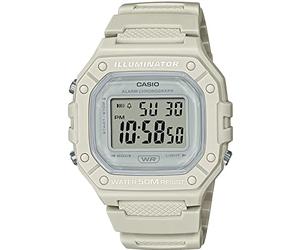 Casio Unisex 44.40mm Quartz Watch with Clear Digital dial and Cream Plastic/Resin Strap Strap W-218HC-8AVEF