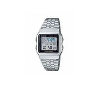 Casio Unisex Digital Watch with Stainless Steel Strap - A500WA-1D, LCD/Grey, Bracelet