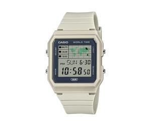 Casio Unisex Pop Digital World Map Cream Resin Strap Watch