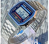 CASIO VINTAGE A168WA-1WDF UNISEX SILVER DIGITAL BLACK DIAL RETRO WATCH NEW