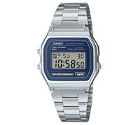 Casio Vintage Alarm Chrono (33.2mm) Blue Digital Dial / Stainless A158WEA-2EF