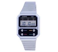 Casio Vintage Digital Stainless Steel Casual Grey Dial A100WE-1A Men's Watch