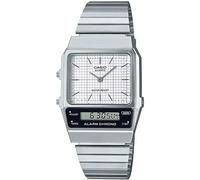 Casio Vintage Dual Time Black Steel Flat Link AQ-800E-1ADF Watch, White, Casual
