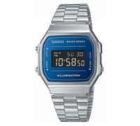 Casio A168WEM-2BEF Unisex Retro Digital Bracelet Strap Watch, Silver/Blue