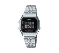 CASIO VINTAGE LA680WA-1BDF MENS WOMENS UNISEX SILVER RETRO BLACK DIAL WATCH