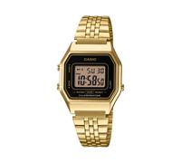 CASIO VINTAGE LA680WGA-1BDF MENS WOMENS UNISEX GOLD-TONE RETRO BLACK DIAL WATCH